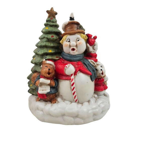 Vintage Share The Joy Christmas Holiday Tree Musical Carolers Wind Up Porcelain - Picture 4 of 10